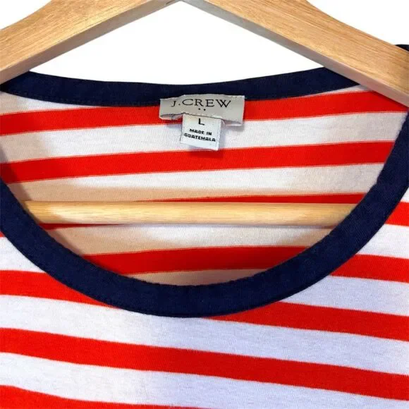 J Crew Women’s Large Short Sleeve Striped Crewneck T-Shirt Dress Soft Stretch - Picture 3 of 4
